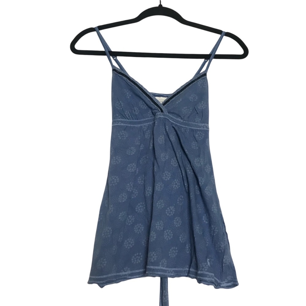 Abercrombie & Fitch Y2K Blue Floral Lace Trim Empire Waist Cami Top Women Size S